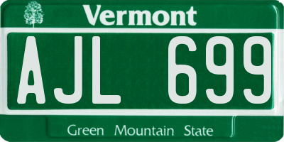 VT license plate AJL699