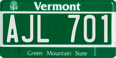VT license plate AJL701