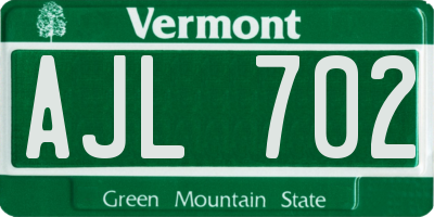 VT license plate AJL702