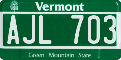 VT license plate AJL703