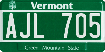 VT license plate AJL705