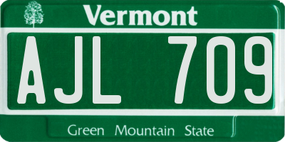 VT license plate AJL709