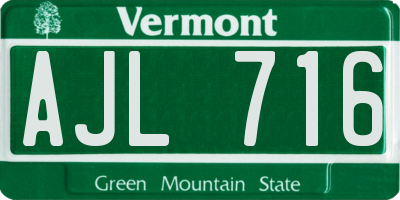 VT license plate AJL716