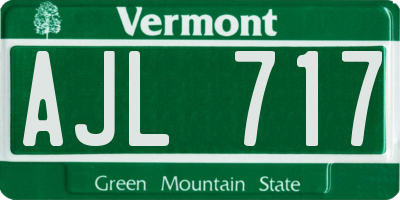 VT license plate AJL717