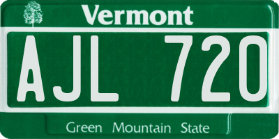 VT license plate AJL720