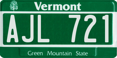 VT license plate AJL721