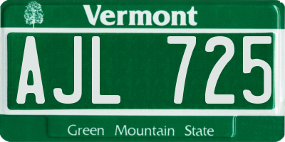 VT license plate AJL725