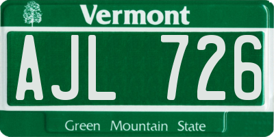 VT license plate AJL726