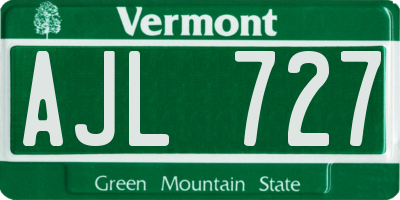 VT license plate AJL727