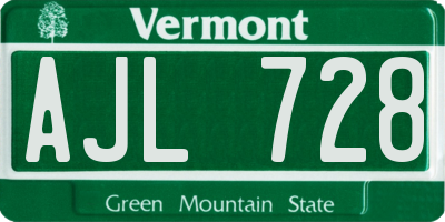 VT license plate AJL728