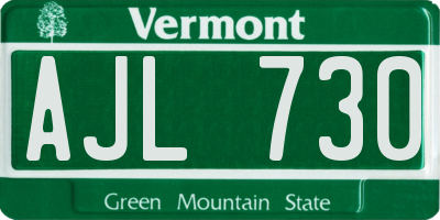 VT license plate AJL730