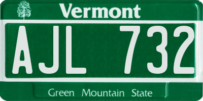 VT license plate AJL732