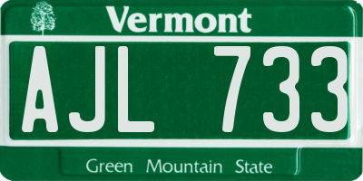 VT license plate AJL733