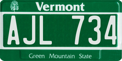 VT license plate AJL734