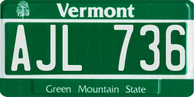 VT license plate AJL736