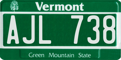 VT license plate AJL738