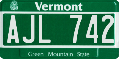 VT license plate AJL742