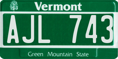 VT license plate AJL743