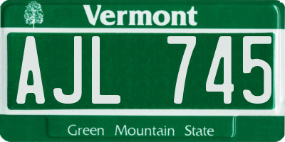 VT license plate AJL745