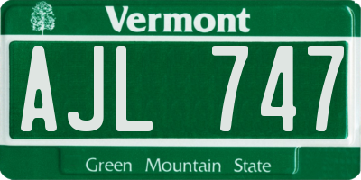 VT license plate AJL747