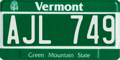 VT license plate AJL749