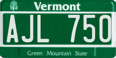 VT license plate AJL750