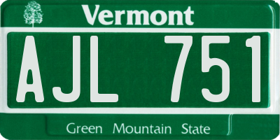 VT license plate AJL751