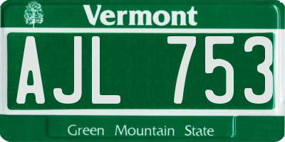 VT license plate AJL753
