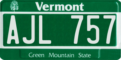 VT license plate AJL757