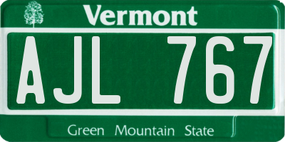 VT license plate AJL767