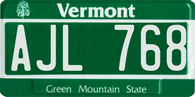 VT license plate AJL768