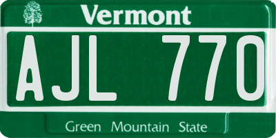 VT license plate AJL770