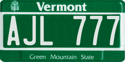 VT license plate AJL777