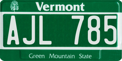 VT license plate AJL785
