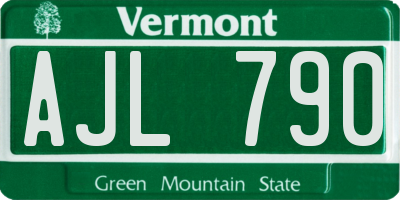 VT license plate AJL790