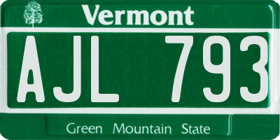 VT license plate AJL793