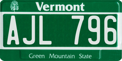 VT license plate AJL796
