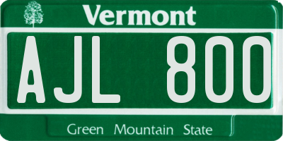 VT license plate AJL800