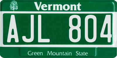 VT license plate AJL804