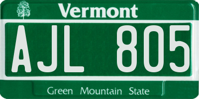 VT license plate AJL805