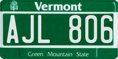 VT license plate AJL806