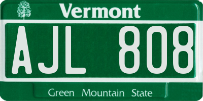 VT license plate AJL808
