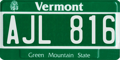 VT license plate AJL816