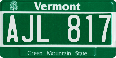 VT license plate AJL817