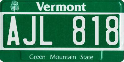 VT license plate AJL818