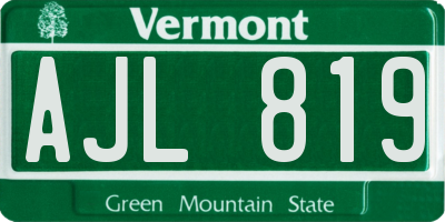 VT license plate AJL819