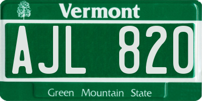 VT license plate AJL820