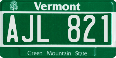 VT license plate AJL821