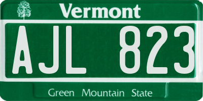 VT license plate AJL823