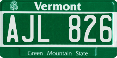 VT license plate AJL826